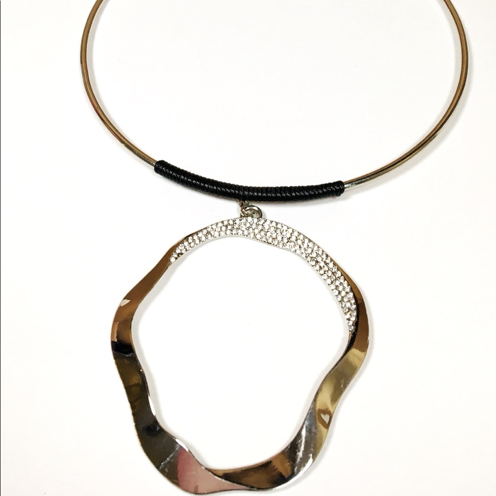 Choker Necklace Art Deco Silver Rhinestones